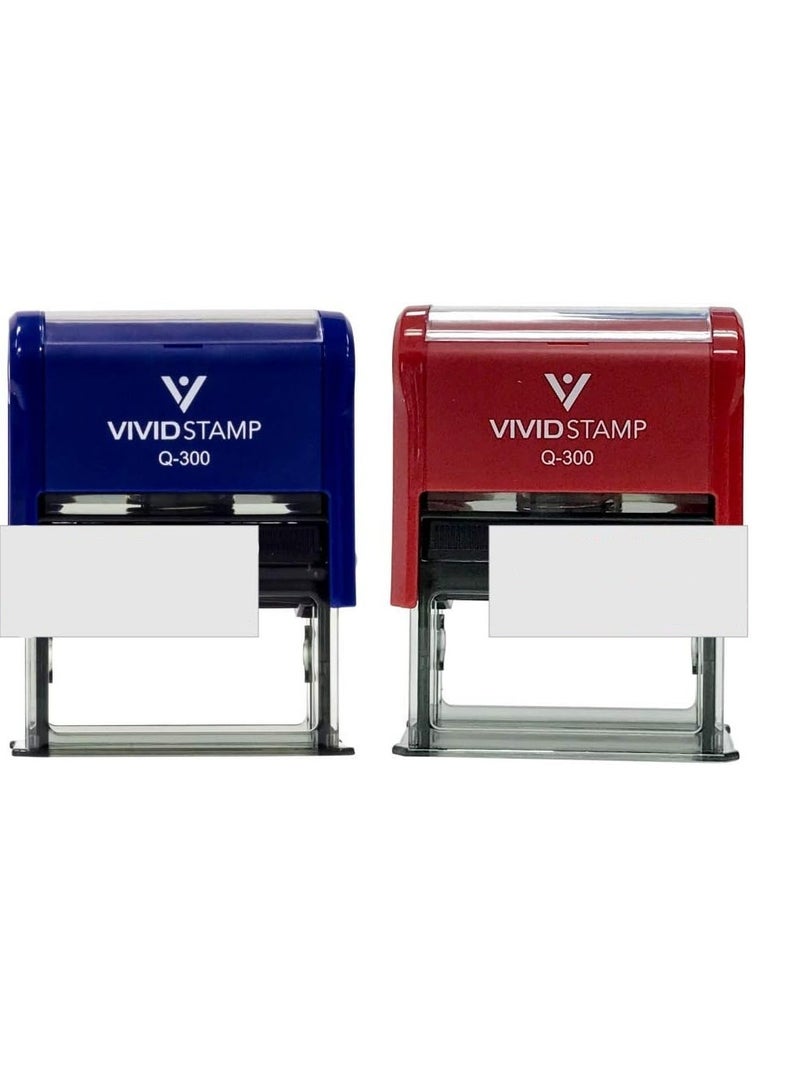 VIVID STAMP  Approved/Denied by Date Self Inking Rubber Stamp - 2 Pack (Blue Ink/Red Ink) Large - Image 1